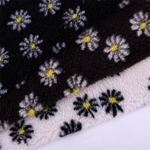 廠家批發現貨羊羔絨雙色印花提花羊羔絨服裝面料 羊羔絨布料