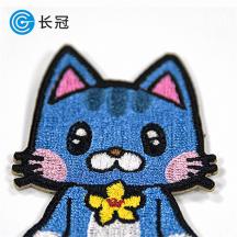 東莞繡花廠定制加工補丁貼貼布動物貓咪刺繡布貼繡花章仔刺繡布貼