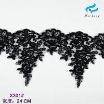 汕頭廠家專業訂制婚紗車骨亮片面料 骨線網紗頭紗刺繡蕾絲花邊