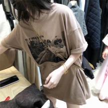 網紅ins超火2020年夏季新款大版中長款短袖t恤女下衣失蹤半袖上衣