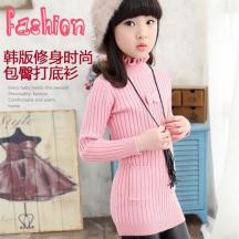 中長款女童圓領毛衣
