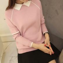 POLO領長袖打底衫女毛衣