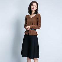 韓國東大門柔軟時尚長袖V領毛衣打底衫女裝